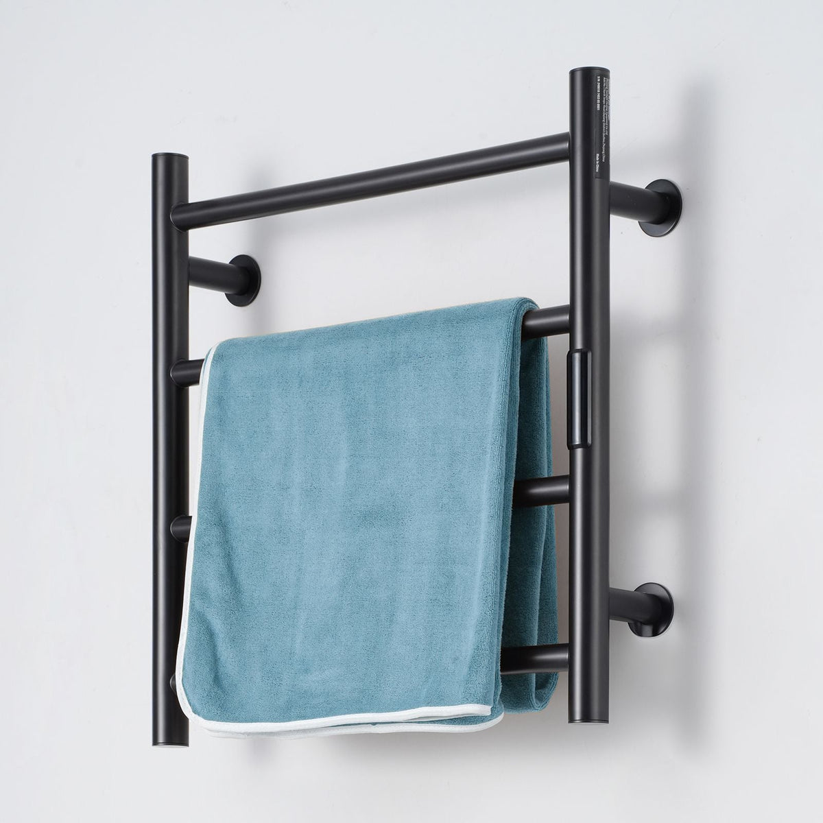 4 Bars Towel Warmer Rack, Wall Mounted Heated Towel Rack for Bathroom, IPX5 Waterpoof Towel Heater Rack with Timer & LED Display Screen, 5 Levels Adjustable Temperature Towel Heater, Black