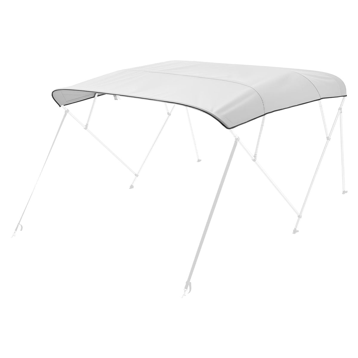 4 Bow Boat Bimini Tops, 600D Polyester Canopy, Waterproof & Sun Protection Boat Awning Canopy with Storage Bag, Bimini Top Replacement, 96"Lx(97"-103")W, Light Grey (Support Frame Not Included)