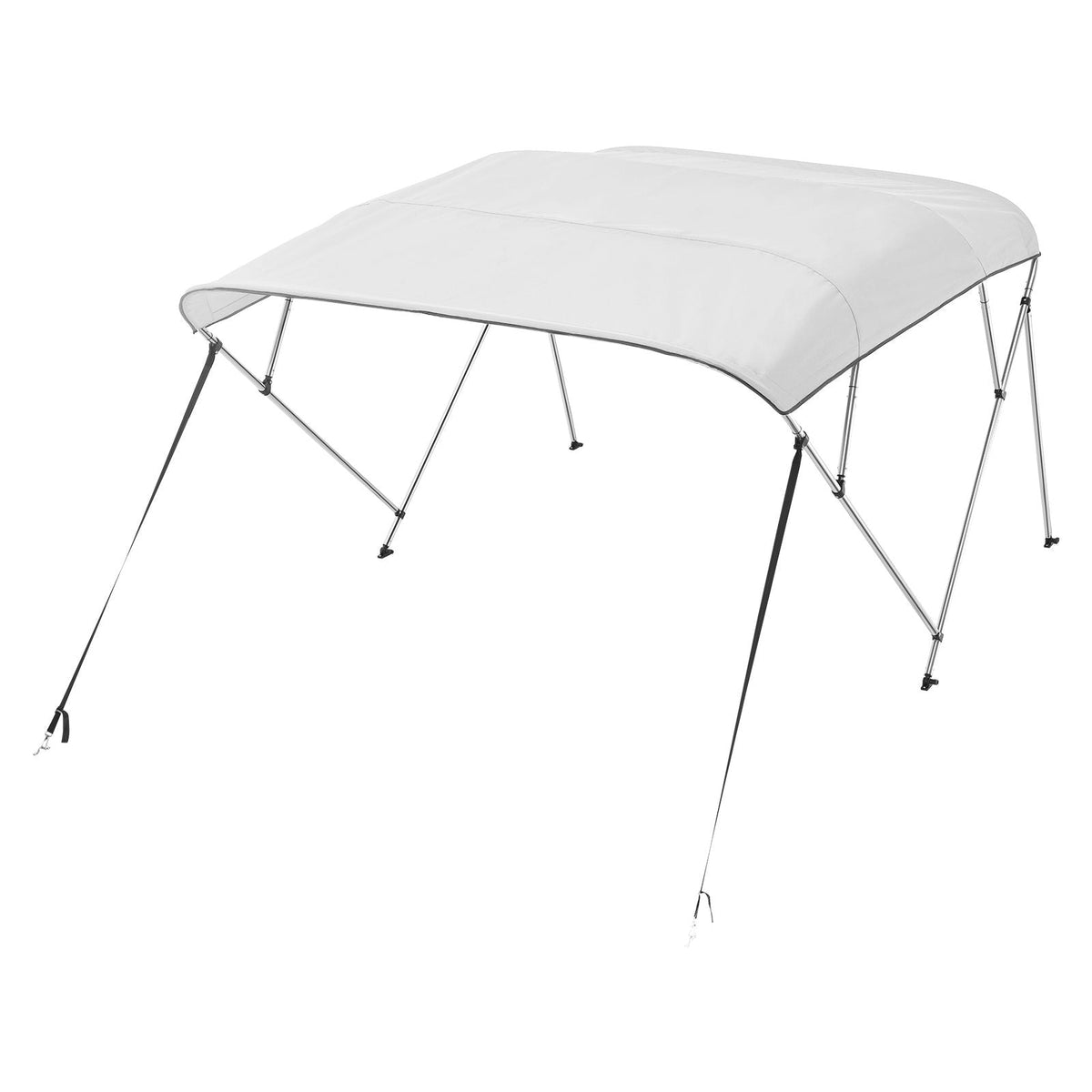 4 Bow Boat Bimini Tops, 600D Polyester Canopy with Aluminum Alloy Frame, Waterproof & Sun Shade Boat Awning Canopy with Storage Bag, 2 Support Poles, 4 Straps, 96"Lx(67"-72")Wx54"H, Light Grey