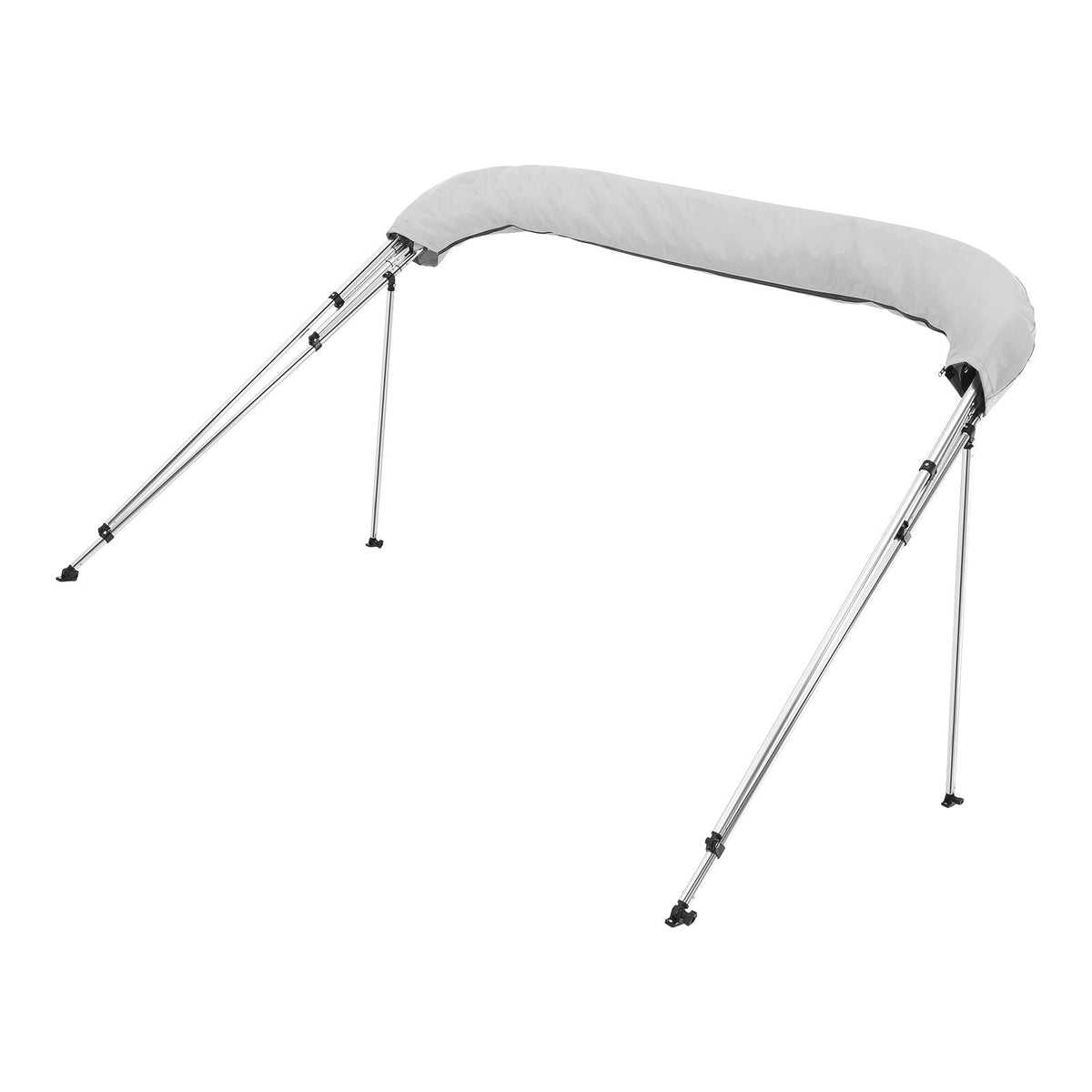 4 Bow Boat Bimini Tops, 600D Polyester Canopy with Aluminum Alloy Frame, Waterproof & Sun Shade Boat Awning Canopy with Storage Bag, 2 Support Poles, 4 Straps, 96"Lx(67"-72")Wx54"H, Light Grey