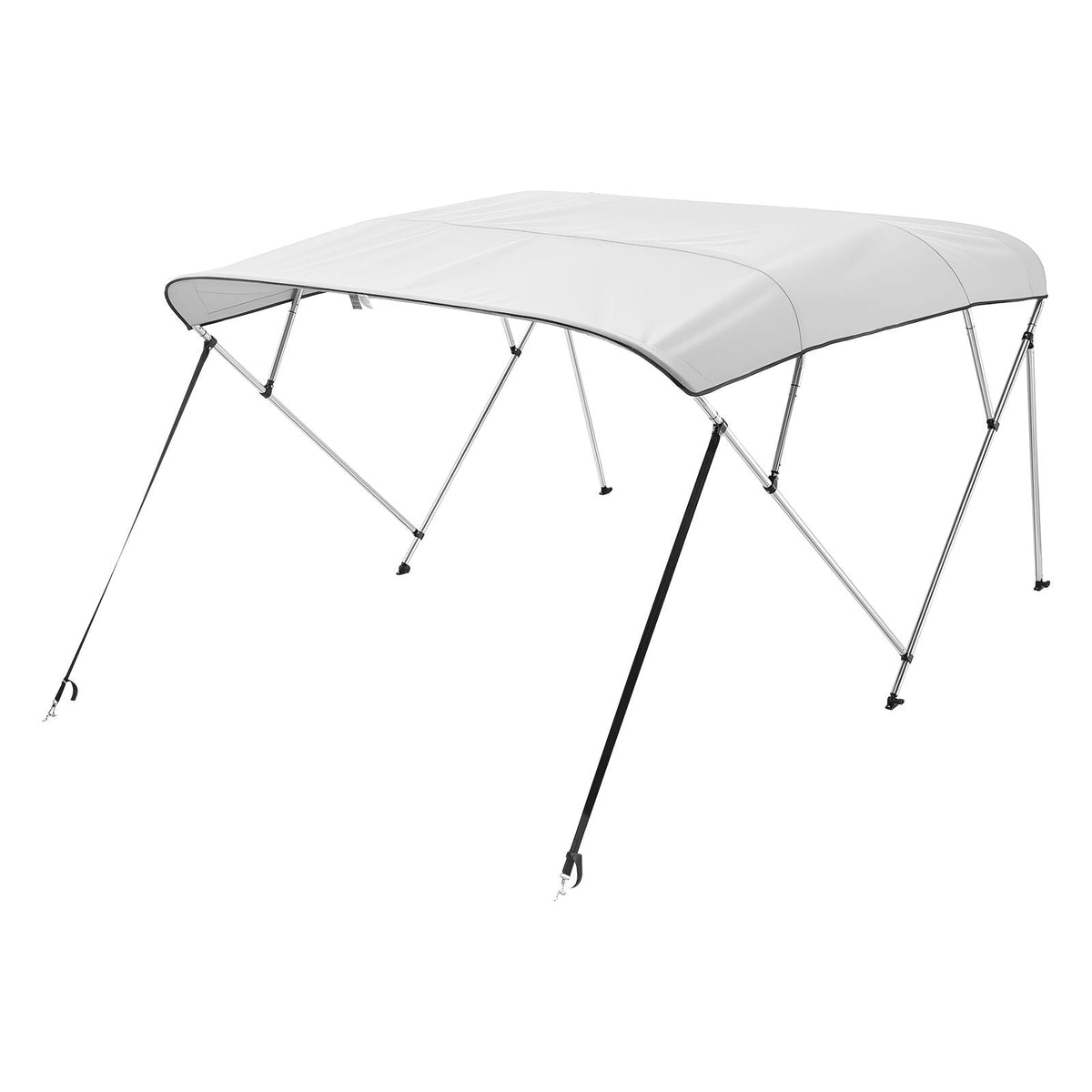 4 Bow Boat Bimini Tops, 600D Polyester Canopy with Aluminum Alloy Frame, Waterproof & Sun Shade Boat Awning Canopy with Storage Bag, 2 Support Poles, 4 Straps, 96"Lx(67"-72")Wx54"H, Light Grey