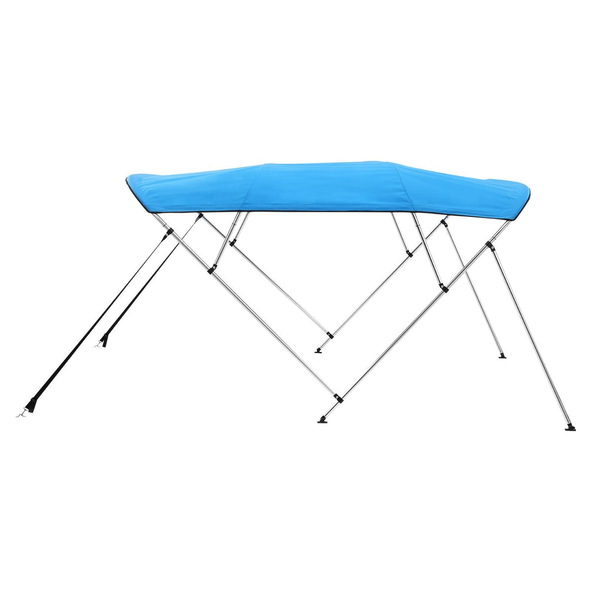 4 Bow Boat Bimini Tops, 600D Polyester Canopy with Aluminum Alloy Frame, Waterproof & Sun Shade Boat Awning Canopy with Storage Bag, 2 Support Poles, 4 Straps, 96"Lx(67"-72")Wx54"H, Pacific Blue