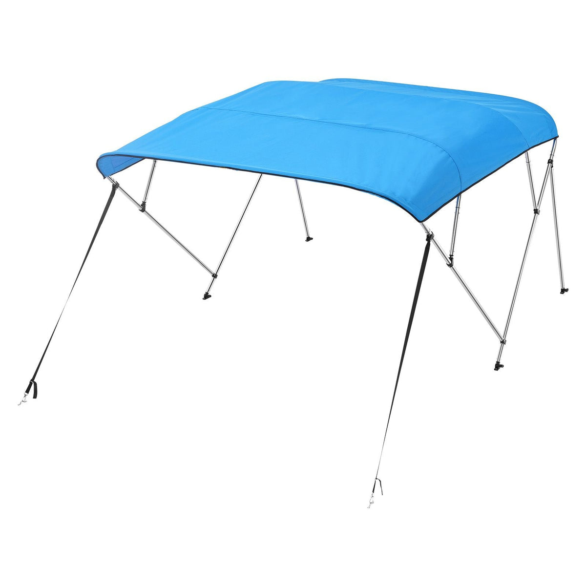 4 Bow Boat Bimini Tops, 600D Polyester Canopy with Aluminum Alloy Frame, Waterproof & Sun Shade Boat Awning Canopy with Storage Bag, 2 Support Poles, 4 Straps, 96"Lx(67"-72")Wx54"H, Pacific Blue