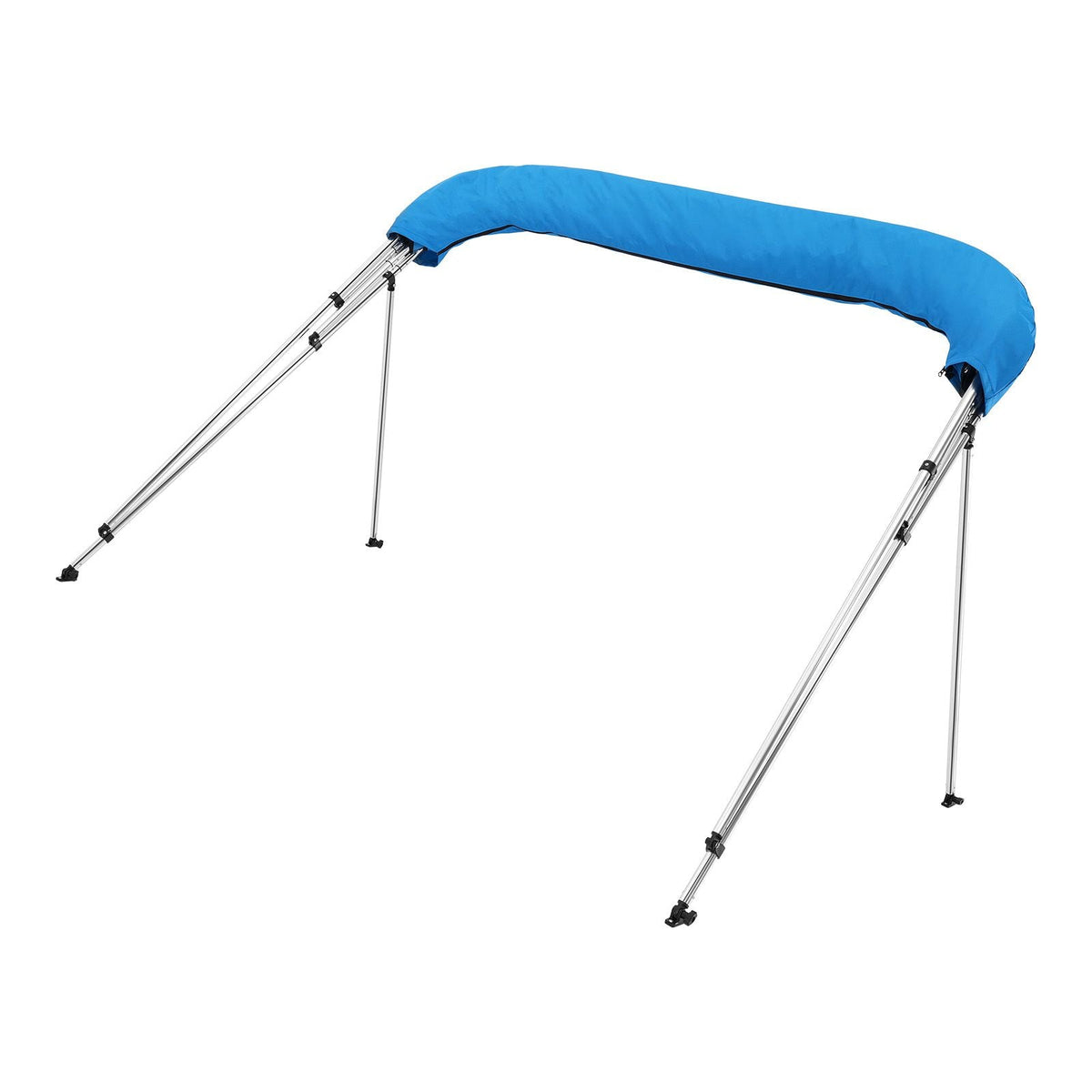 4 Bow Boat Bimini Tops, 600D Polyester Canopy with Aluminum Alloy Frame, Waterproof & Sun Shade Boat Awning Canopy with Storage Bag, 2 Support Poles, 4 Straps, 96"Lx(67"-72")Wx54"H, Pacific Blue
