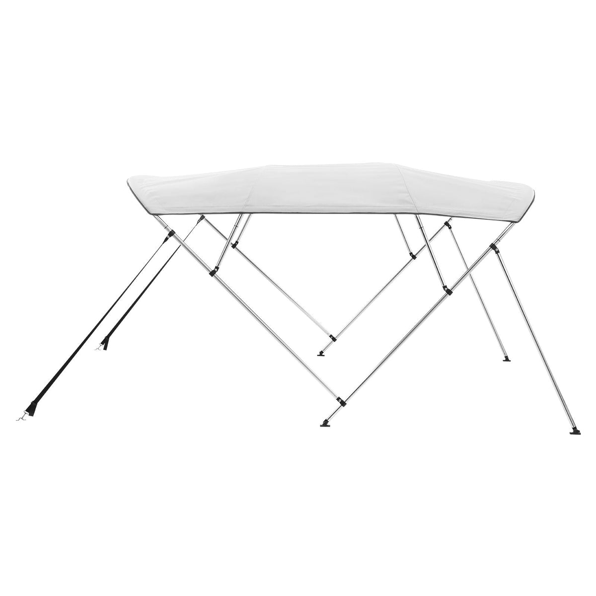 4 Bow Boat Bimini Tops, 600D Polyester Canopy with Aluminum Alloy Frame, Waterproof & Sun Shade Boat Awning Canopy with Storage Bag, 2 Support Poles, 4 Straps, 96"Lx(79"-84")Wx54"H, Light Grey
