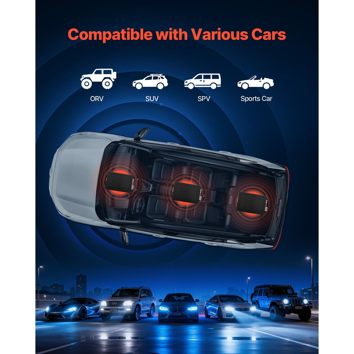 4 Channel Car Audio Amplifier 2 Ohm Stable Bridgeable Class A/B Full Range Amp Max Power 4 x 200W @ 4 Ohm / 4 x 400W @ 2 Ohm for Car SUV Truck Off-Road