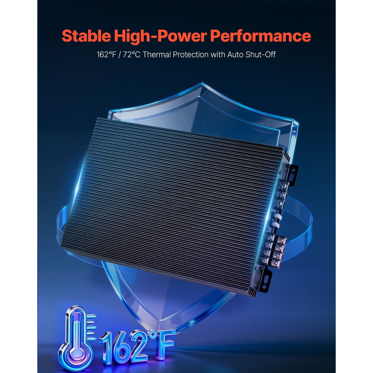 4 Channel Car Audio Amplifier 2 Ohm Stable Bridgeable Class A/B Full Range Amp Max Power 4 x 200W @ 4 Ohm / 4 x 400W @ 2 Ohm for Car SUV Truck Off-Road