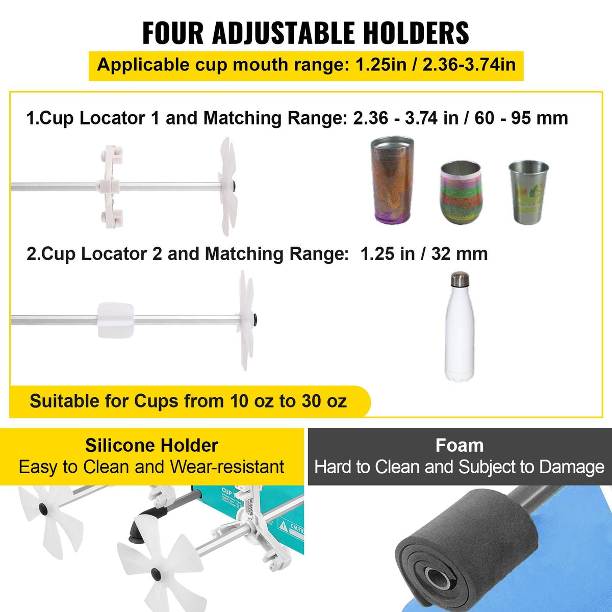 4 Cup Turner, 2 Speeds Multiple Tumbler Spinner Rotator Machine Kit with 4 Removable and Adjustable Arms, Mute Motor, Aluminum Alloy Frame, 4 Independent Switches for DIY Glitter Crafts(Green)