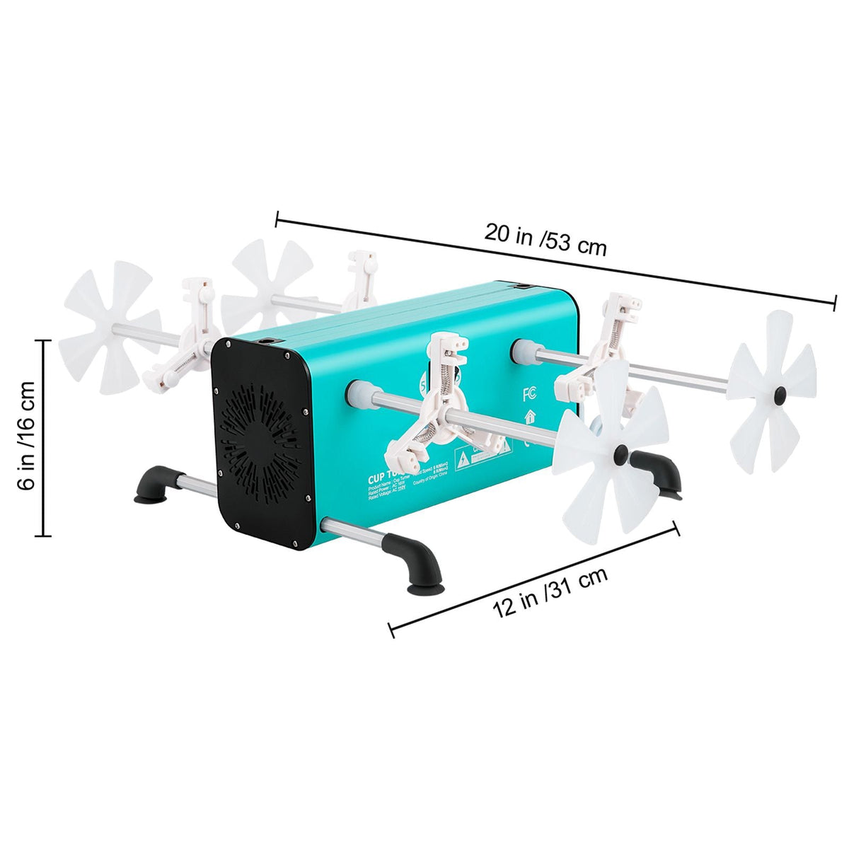 4 Cup Turner, 2 Speeds Multiple Tumbler Spinner Rotator Machine Kit with 4 Removable and Adjustable Arms, Mute Motor, Aluminum Alloy Frame, 4 Independent Switches for DIY Glitter Crafts(Green)
