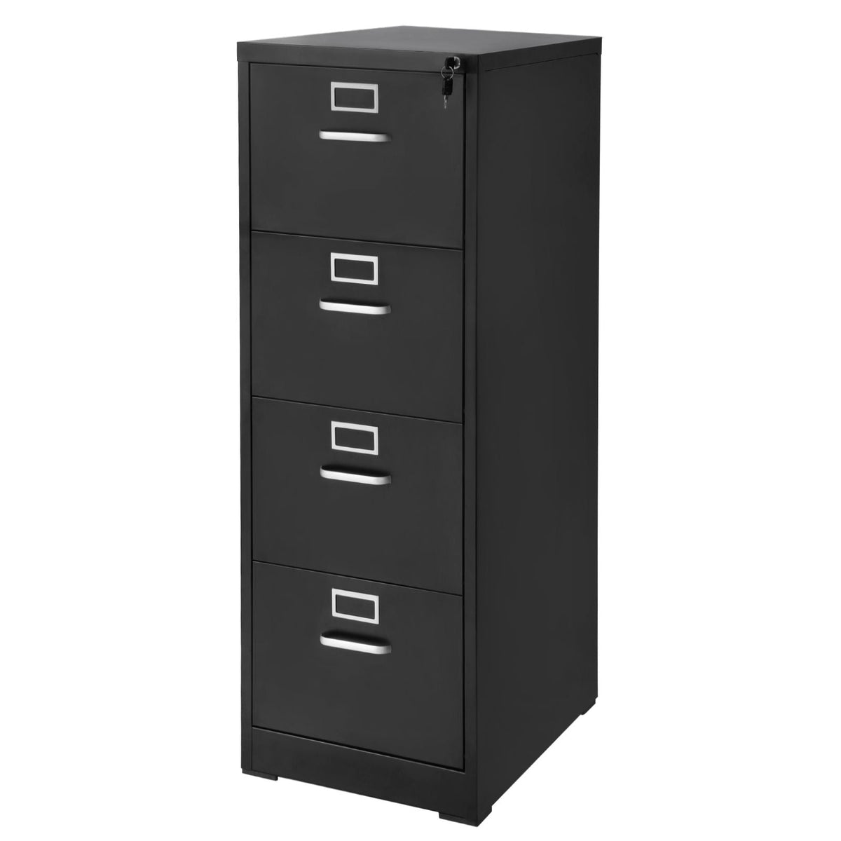 4 Drawer File Cabinet with Lock, Metal Vertical Filing Storage Cabinets for Home Office, Heavy-Duty Cabinet with Detachable Hanging Rod, for A4/Letter/Legal Size File, Easy Assembly (Black)