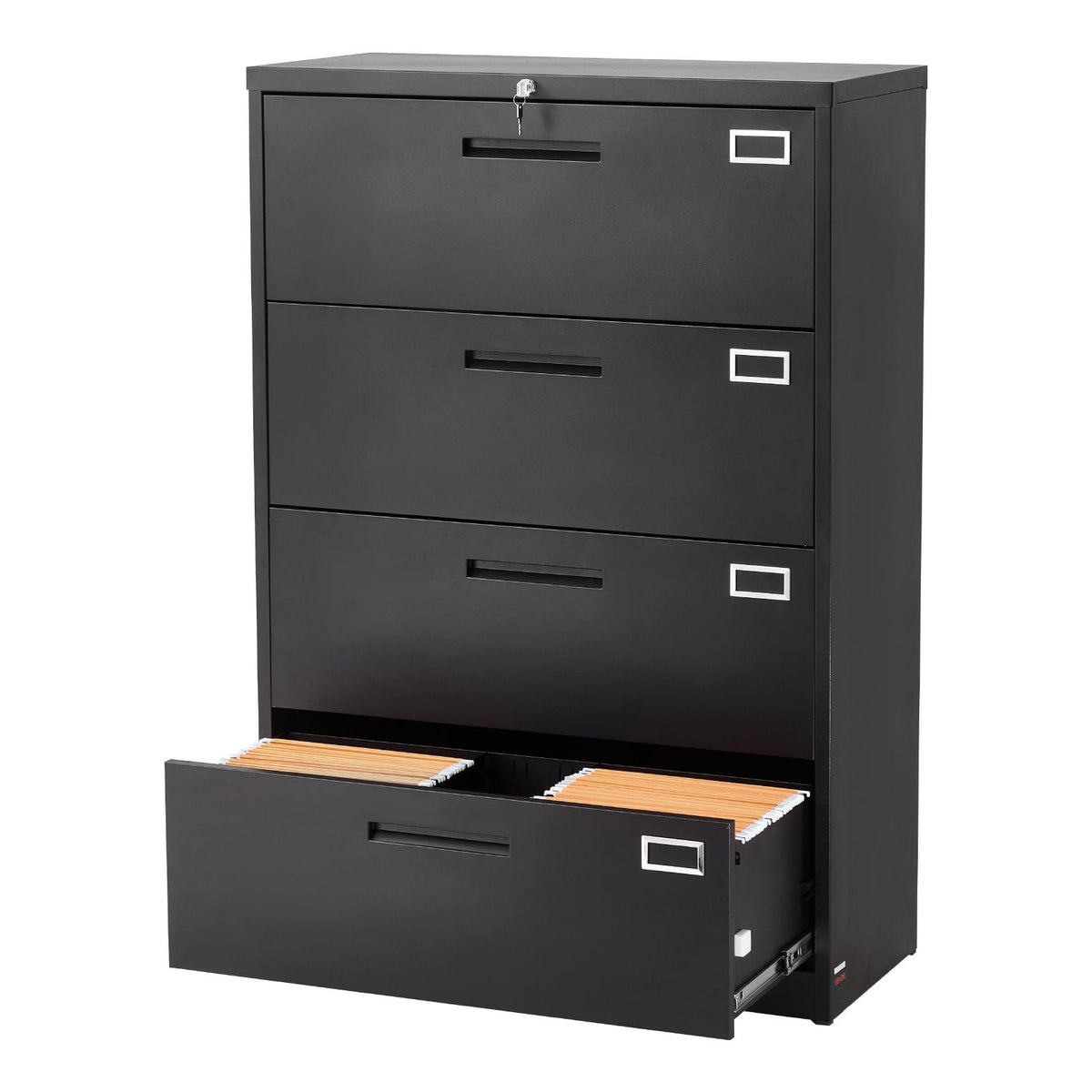 4 Drawers Metal File Cabinet, Vertical Filing Cabinet with Lock and Adjustable Hanging Rod, Tall Filing Storage Cabinets for Home and Office Fit Letter, A4, Legal Size File, Easy Assembly, Black