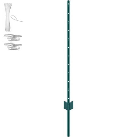 4 Feet Fence Post 10 Pack T-Post Heavy Duty Metal Fence Posts Green