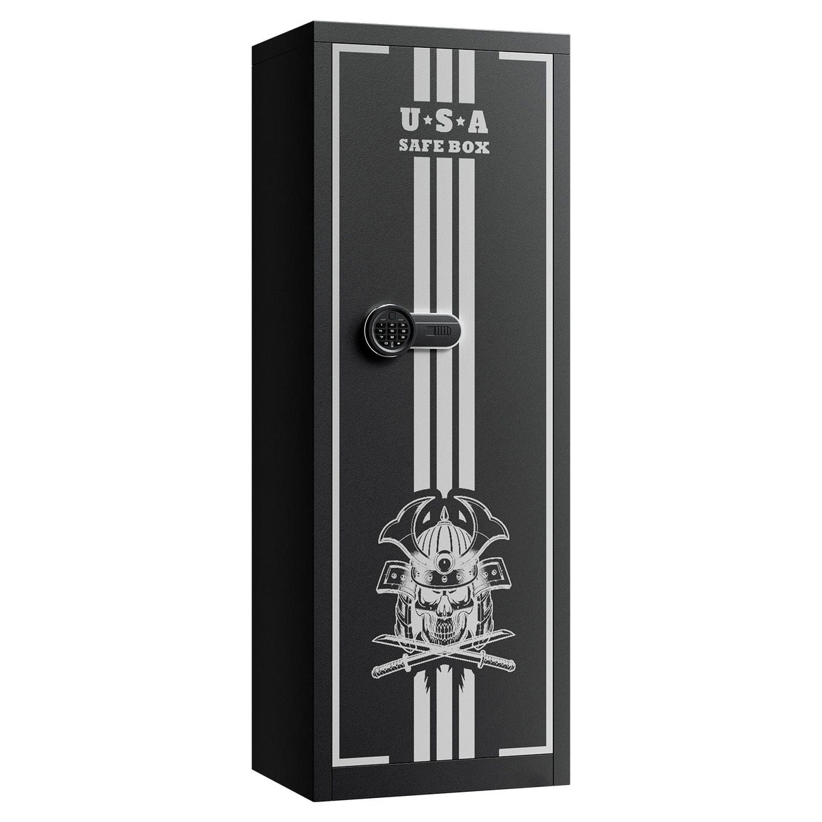 4 Gun Safe, Long Gun Cabinet for Rifles and Pistols, Quick Access Rifle Safe with 3 Ammo Slots and 2 Adjustable Racks, Large Digital Cabinet with Key and Password Lock