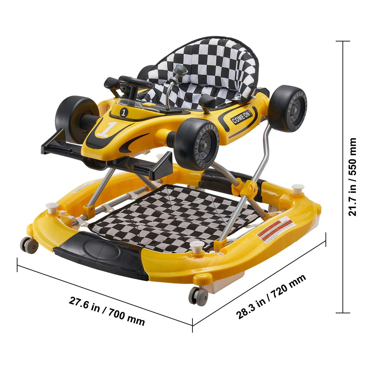4-in-1 Baby Walker, Foldable Baby Activity Center on Wheels, Adjustable Height, Light, Steering Wheel, Toy Car | Learning-Seated | Walk-Behind | Rocker Toddler Walker for 6-24 Month Boys Girls