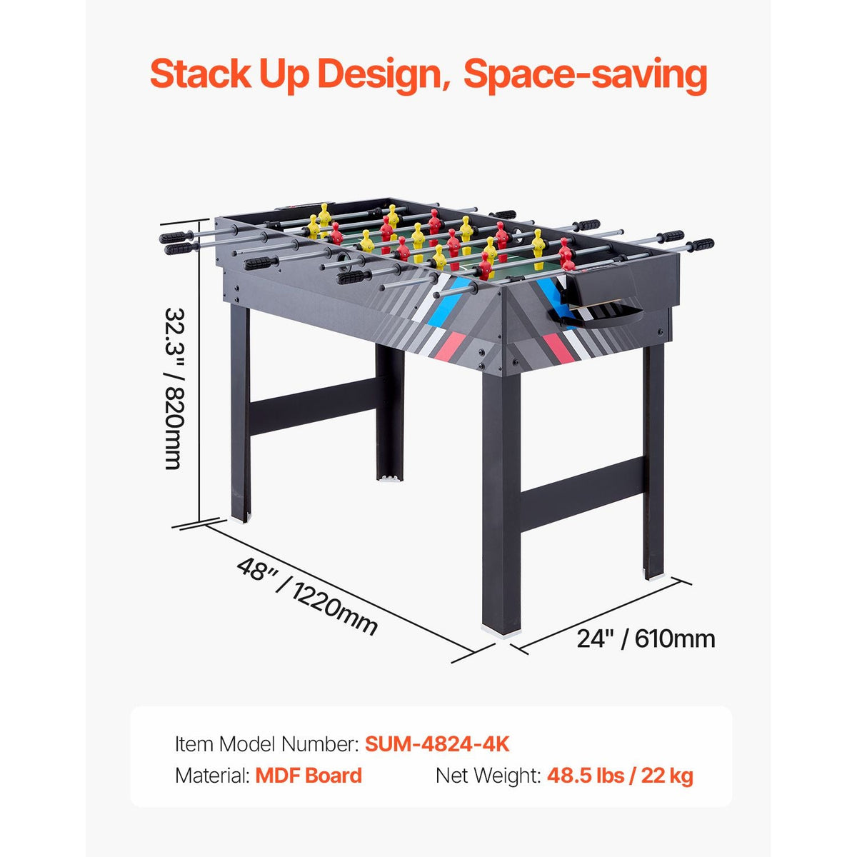 4-in-1 Combo Game Table Set, 48" Air Hockey Table, Multi Combination Table with Air Hockey, Pool Billiard, Foosball, Ping Pong, Pushers & Pucks, Sports Arcade Table for Family Game Room Office