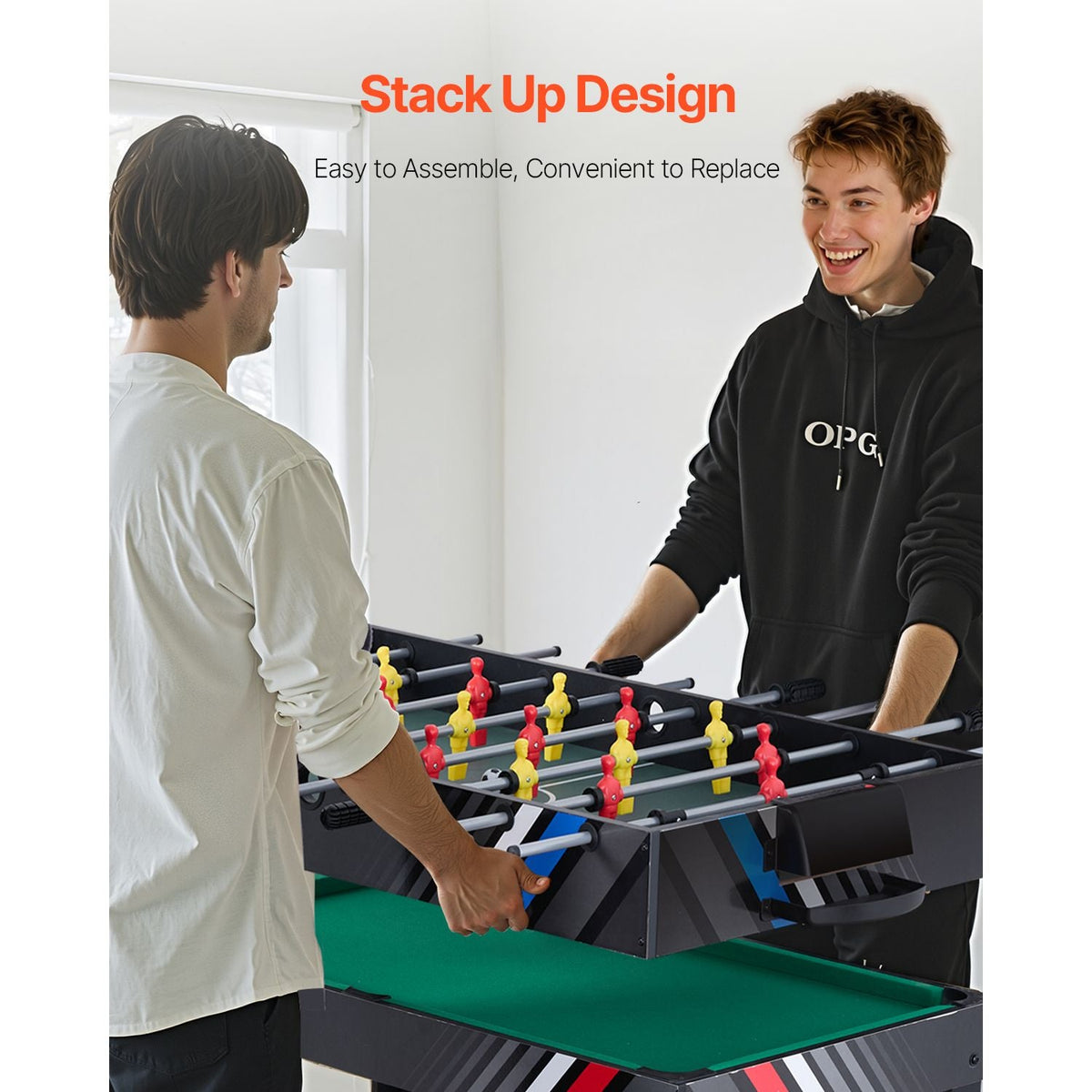 4-in-1 Combo Game Table Set, 48" Air Hockey Table, Multi Combination Table with Air Hockey, Pool Billiard, Foosball, Ping Pong, Pushers & Pucks, Sports Arcade Table for Family Game Room Office