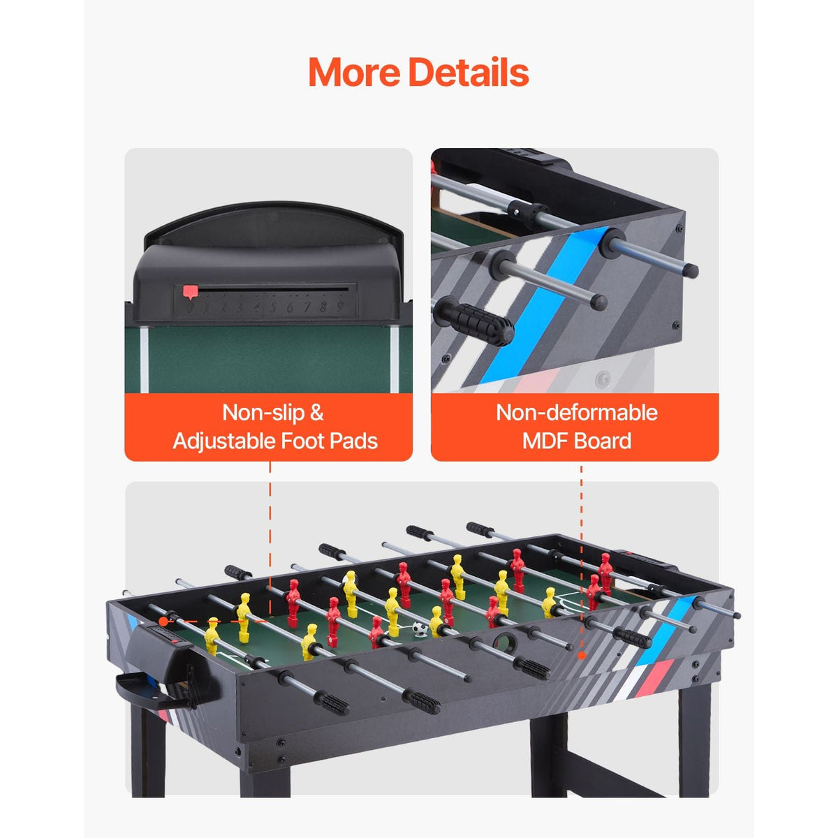 4-in-1 Combo Game Table Set, 48" Air Hockey Table, Multi Combination Table with Air Hockey, Pool Billiard, Foosball, Ping Pong, Pushers & Pucks, Sports Arcade Table for Family Game Room Office