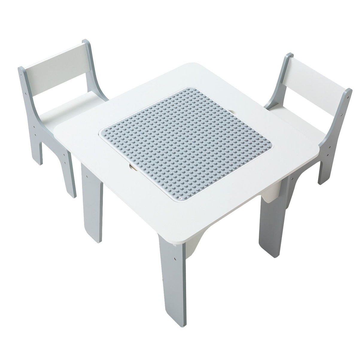4 in 1 Kid Activity Table and 2 Chairs Set, Graffiti & Building Blocks Double-Sided Tabletop, Toddler Play Table with Storage for Kids 3+ Years, Large Storage Space, Gift for Boys & Girls, White