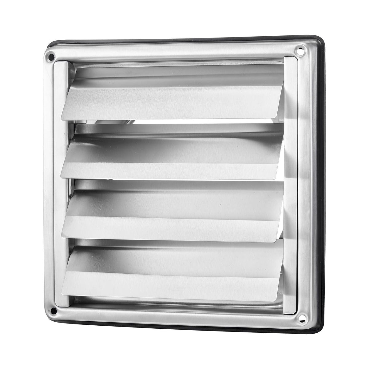 4 inch Wall Vent Cover, Louvered Square AC Vent Gable Cover, Premium Stainless Steel & with Noise Reducing Rubber Gasket, for House,Bathroom,Garage,Kitchen,Basement (1 Pack, Silver)