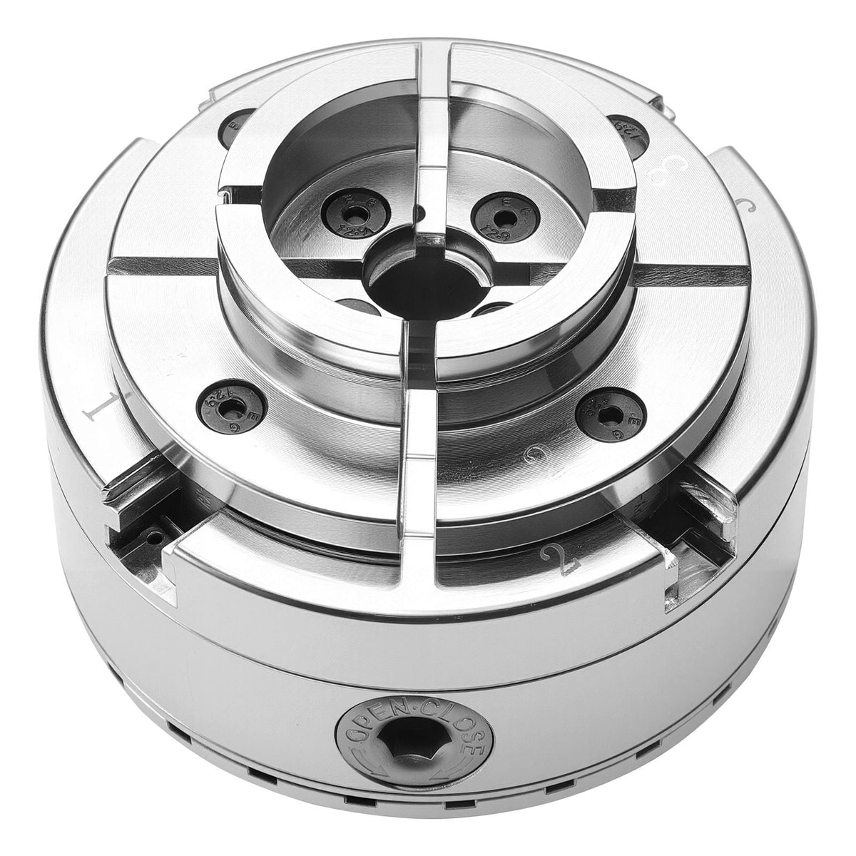4 Inch Wood Lathe Chuck, 4-Jaw, Bevel-Gear Self-Centering Wood Turning Chuck Set with 1" x 8TPI Thread & Adapter, Round Jaws, Step Jaws, Nickel-Plated, High-Hardness Steel, for Woodworking Lathe