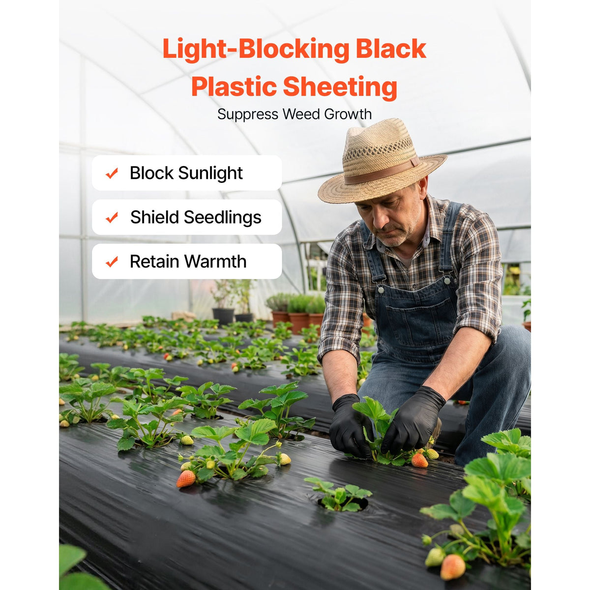 4 Mil Plastic Sheeting 10' x 100' Black Heavy Duty Polyethylene Roll, Thick Plastic Roll for Garden, Drop Cloth Painters Tarp, Polyethylene Covering for Crawl Space Vapor Barrier, Weed Control