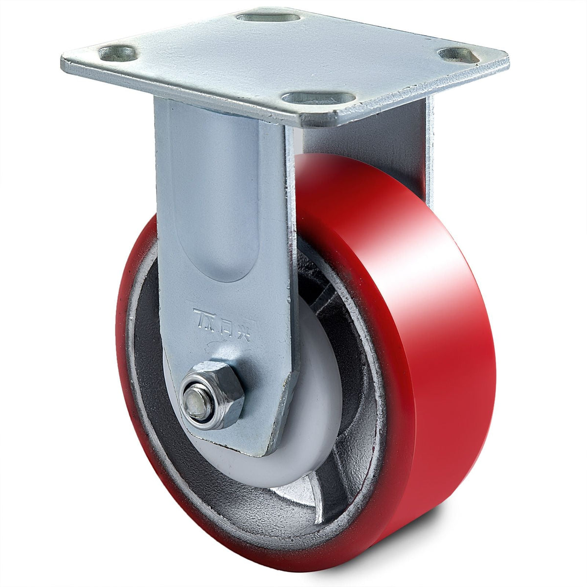 4 Pack 6 x 2 Inch Caster Wheels 2 Rigid and 2 Swivel Casters with Side Brake Polyurethane Iron Core Plate 1000LBS Capacity Per Wheel