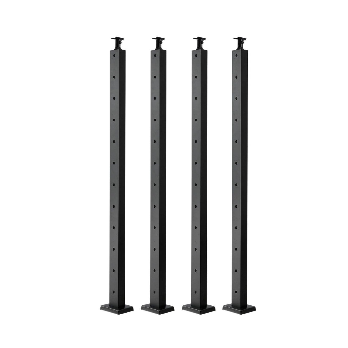 4-Pack Cable Railing Post, 42x1x2 In Horizontal-Hole Deck Railing Post with Pre-Drilled Holes, Stainless Steel Cable Rail Post with Horizontal and Curved Bracket, Black, 4JZLGZXHS106REP67001V0