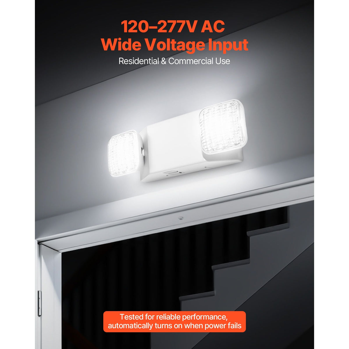 4 Pack Emergency Lights for Business, with Battery Backup, Commercial LED Emergency Exit Lighting Fixtures, AC 120/277V, with Two Square Head Adjustable, 90-Minute Backup, for Business, White