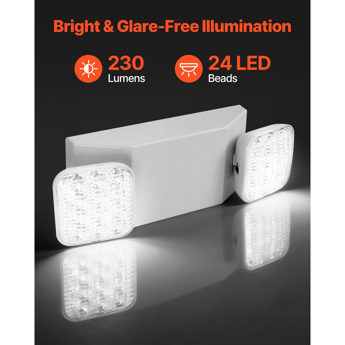 4 Pack Emergency Lights for Business, with Battery Backup, Commercial LED Emergency Exit Lighting Fixtures, AC 120/277V, with Two Square Head Adjustable, 90-Minute Backup, for Business, White
