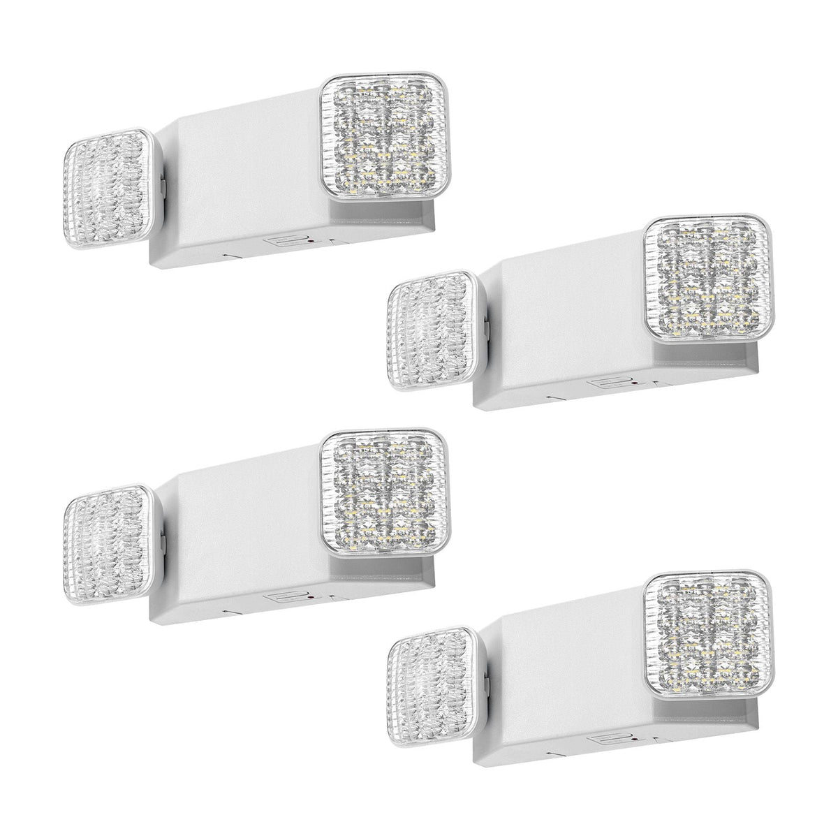 4 Pack Emergency Lights for Business, with Battery Backup, Commercial LED Emergency Exit Lighting Fixtures, AC 120/277V, with Two Square Head Adjustable, 90-Minute Backup, for Business, White