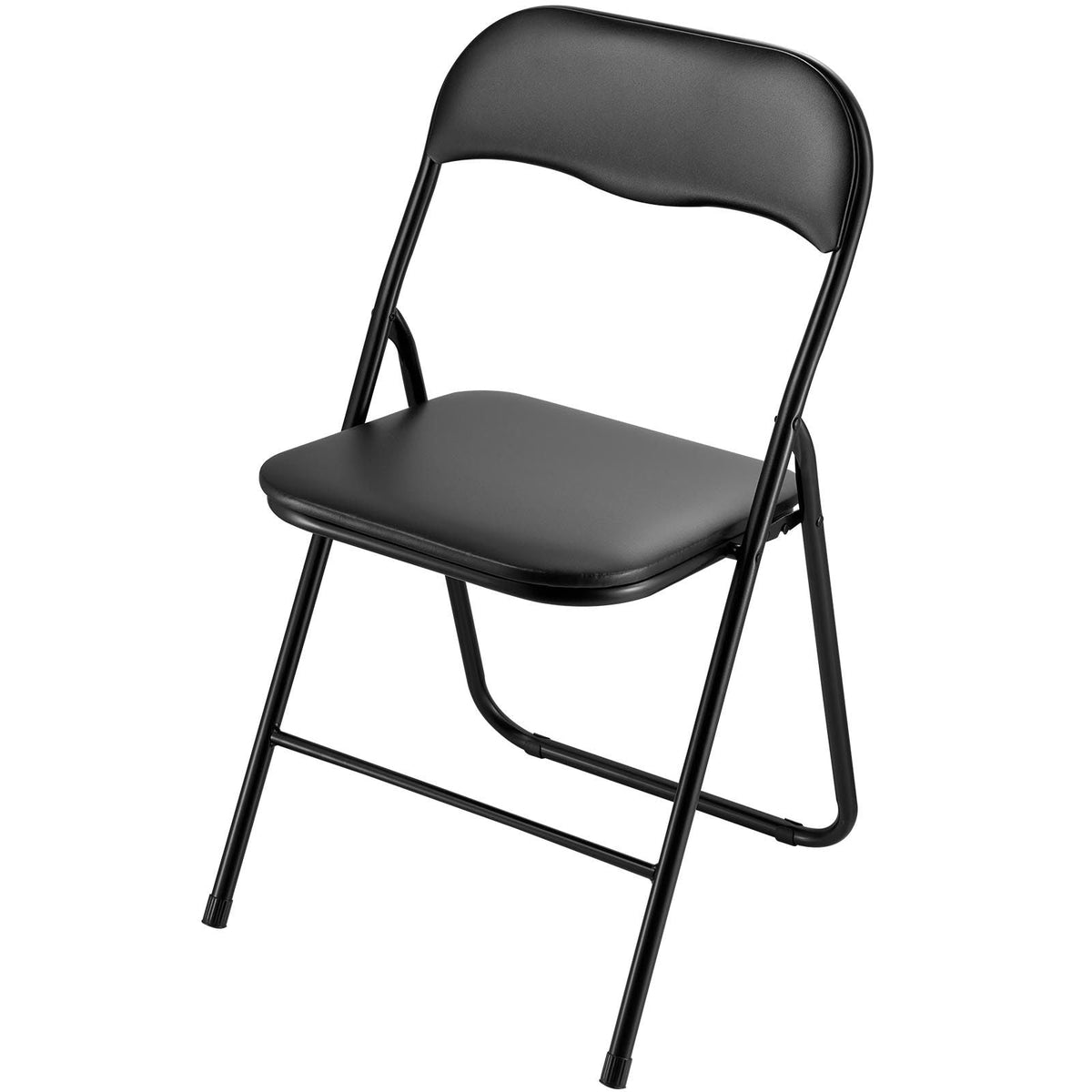 4 Pack Folding Chairs, Foldable Leather Chairs with Heavy Duty Metal Frame & Padded Cushion, Portable Folding Card Table Chairs, Stackable Seats for Home, Yard, Garden, Parties, Events, Black