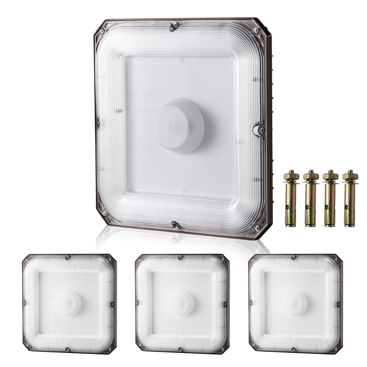 4 Pack LED Canopy Lights, 80W, 8800LM 5000K Daylight Commercial Industrial Outdoor Canopy Lights, 10.08"x10.08" Surface Mount Ceiling Lighting for Gas Station Warehouse Garage Street Shop, IP65