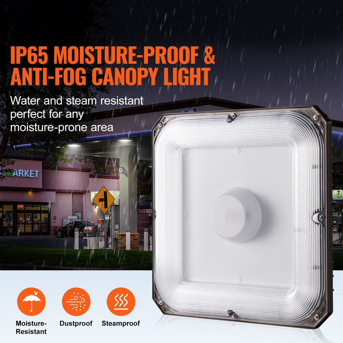 4 Pack LED Canopy Lights, 80W, 8800LM 5000K Daylight Commercial Industrial Outdoor Canopy Lights, 10.08"x10.08" Surface Mount Ceiling Lighting for Gas Station Warehouse Garage Street Shop, IP65