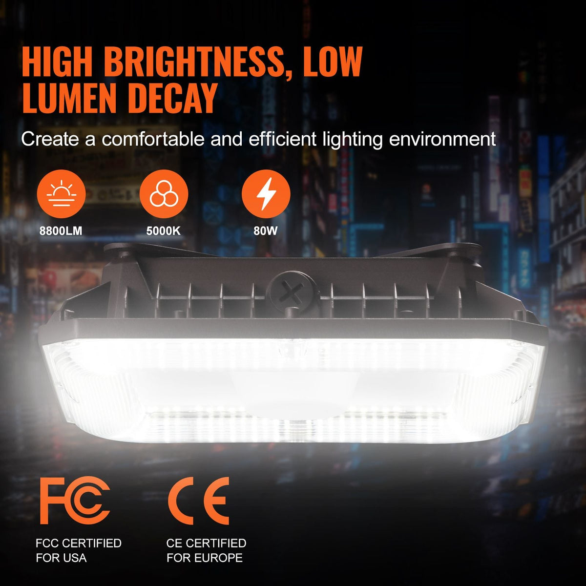 4 Pack LED Canopy Lights, 80W, 8800LM 5000K Daylight Commercial Industrial Outdoor Canopy Lights, 10.08"x10.08" Surface Mount Ceiling Lighting for Gas Station Warehouse Garage Street Shop, IP65