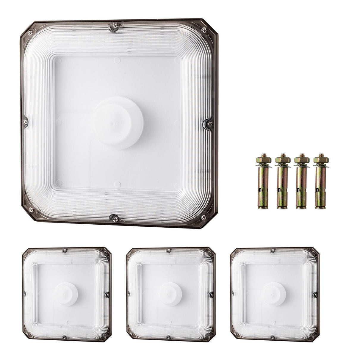 4 Pack LED Canopy Lights, 80W, 8800LM 5000K Daylight Commercial Industrial Outdoor Canopy Lights, 10.08"x10.08" Surface Mount Ceiling Lighting for Gas Station Warehouse Garage Street Shop, IP65