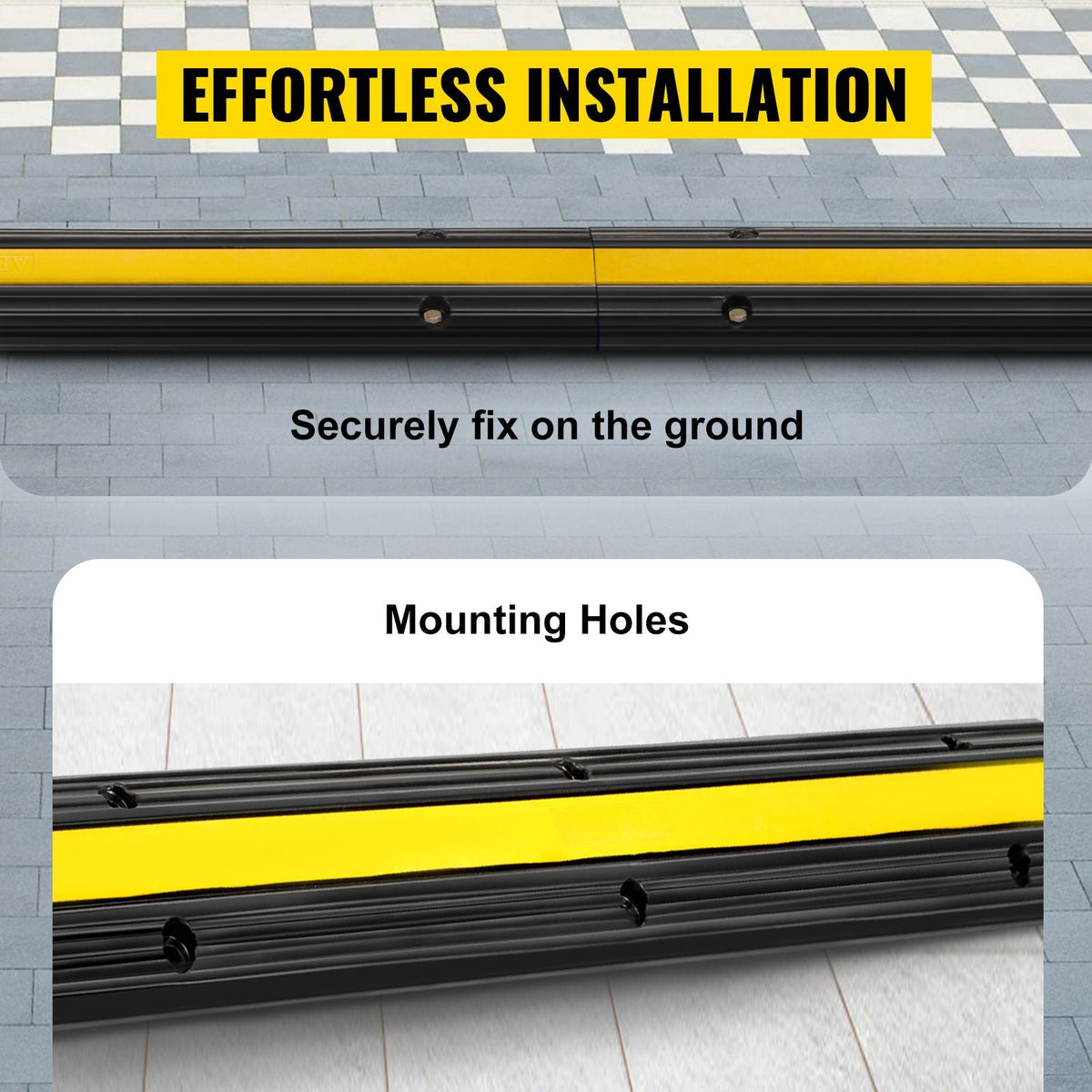 4 Pack of 1-Channel Rubber Cable Protector Ramps Heavy Duty 22046Lbs Load Capacity Cable Wire Cord Cover Ramp Speed Bump Driveway Hose Cable Ramp Protective Cover