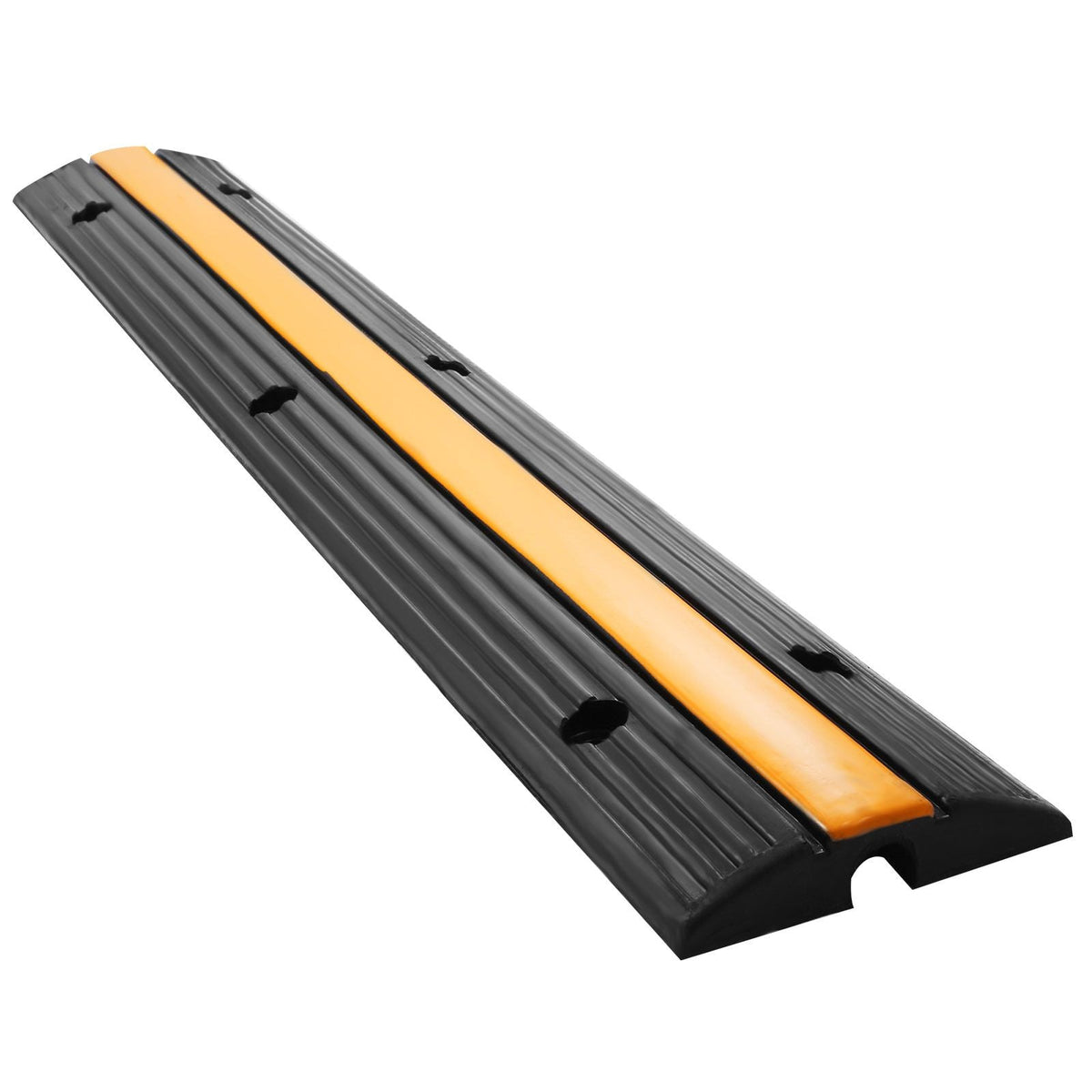 4 Pack of 1-Channel Rubber Cable Protector Ramps Heavy Duty 22046Lbs Load Capacity Cable Wire Cord Cover Ramp Speed Bump Driveway Hose Cable Ramp Protective Cover
