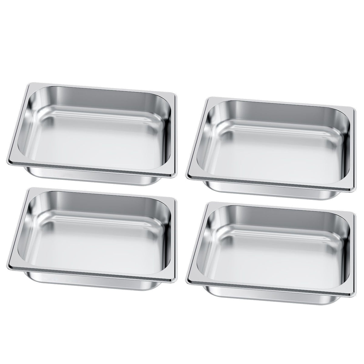 4 Pack Stainless Steam Hotel Pan, 1/2 Size Table Steam Pan, 2.5 Inch Deep Anti Jam Restaurant Supplies Reusable Rustproof Catering Storage for Home, Party, Restaurant, Hotel, Buffet