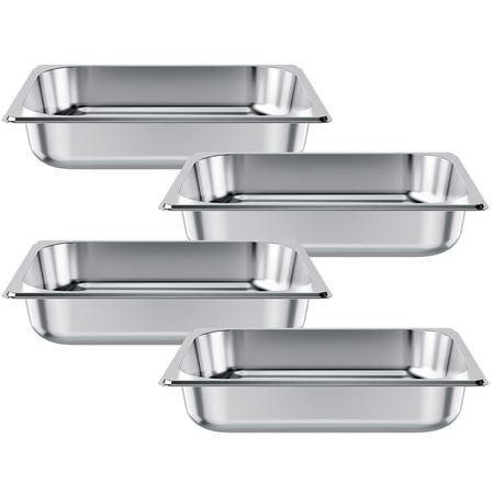 4 Pack Stainless Steam Hotel Pan, 1/2 Size Table Steam Pan, 2.5 Inch Deep Anti Jam Restaurant Supplies Reusable Rustproof Catering Storage for Home, Party, Restaurant, Hotel, Buffet