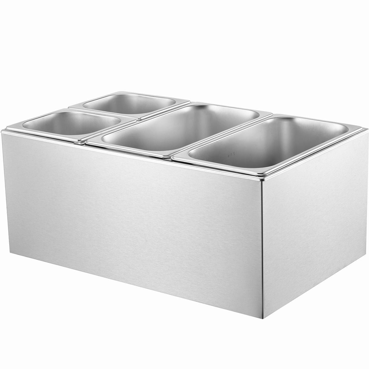 4-Pan Commercial Food Warmer, 16.4QT Electric Steam Table, 1200W Professional Countertop Stainless Steel Buffet Bain Marie with 86-185 Fahrenheit Temp Control, Silver
