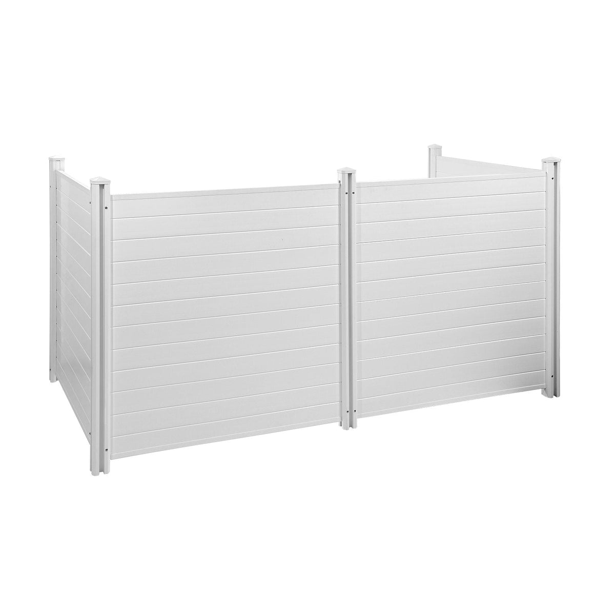 4 Panels Outdoor Privacy Screen, 50 x 50 in Air Conditioner Fence with 27.6 in Ground Stakes, Pool Equipment Enclosure, Horizontal Vinyl Privacy Fence, Ideal for Trash Can and A/C Units, White