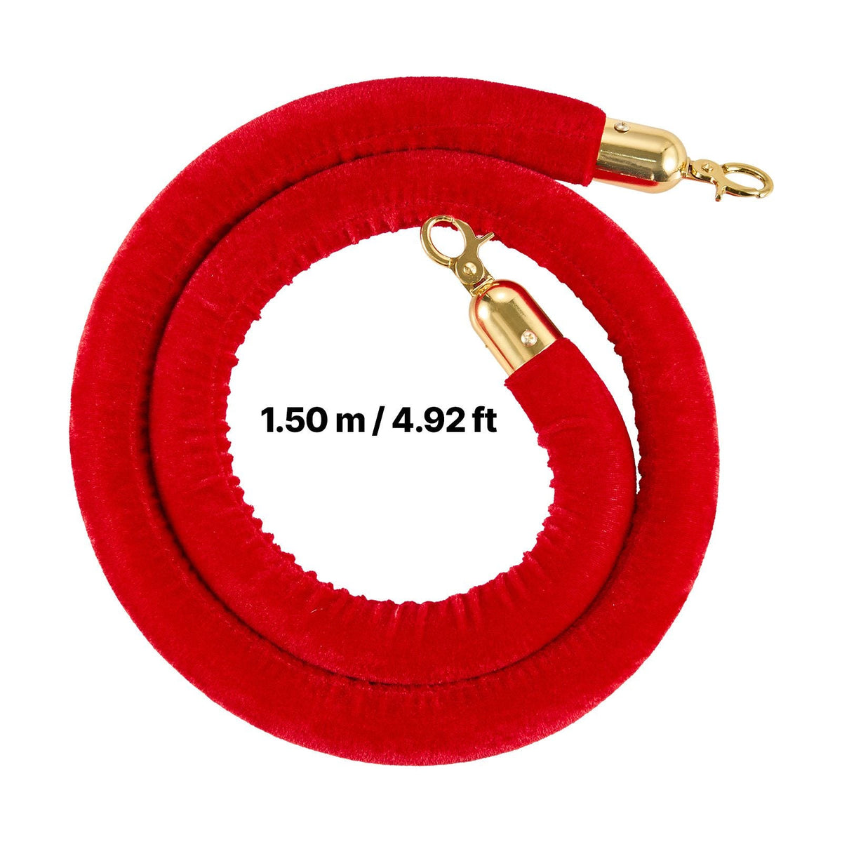 4 Pcs Red Velvet Stanchion Ropes, 5 ft Crowd Control Stanchion Red Velvet Ropes with Gold Hooks, Post Queue Barrier Carpet Rope for Carpet Events Movie Theaters Grand Openings Hotels Party