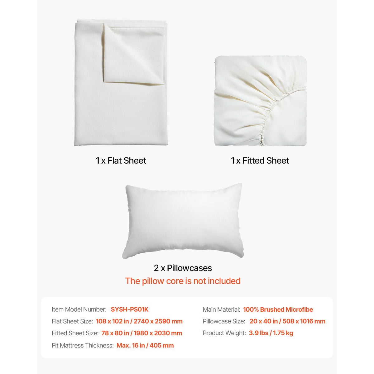 4-Piece Bed Sheet Set - King Size, 100% Brushed Microfiber Bedding Set with 2 Pillowcases, 1 Flat Sheet & 1 Fitted Sheet, Breathable & Wrinkle-Resistant Luxury Bed Sheets for Hotels, Bedrooms