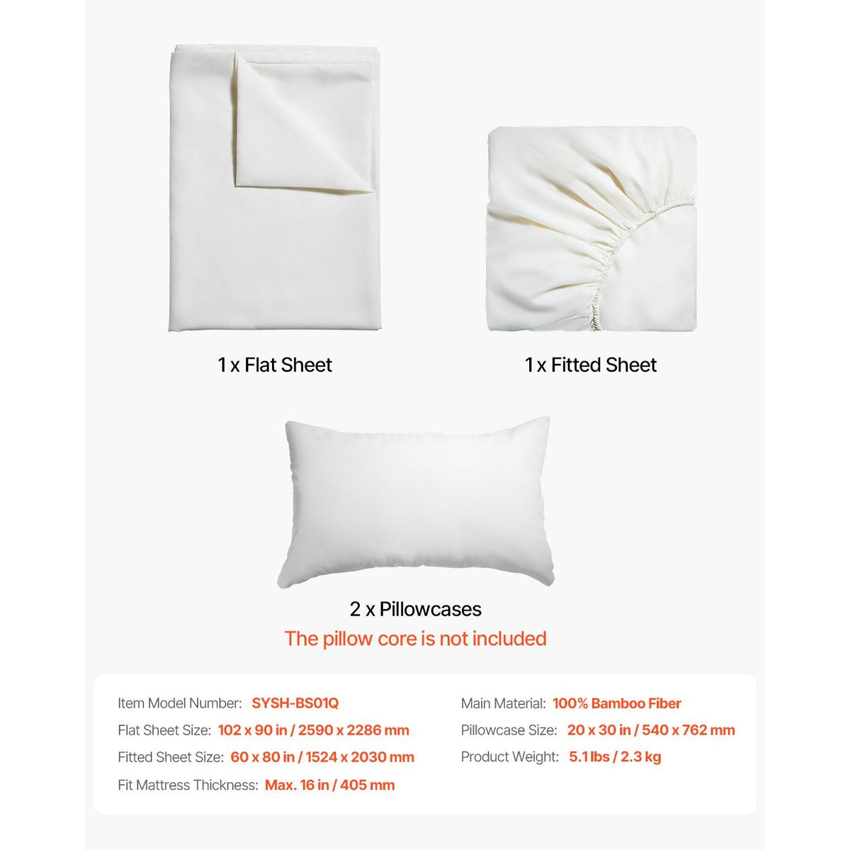 4-Piece Bed Sheet Set - Queen Size, 100% Bamboo Fiber Bedding Set, Cooling, Breathable & Shrink-Resistant Luxury Bed Sheet with Deep Pocket, Fit up to 16" Deep Mattress, Ideal for Hotel Bedroom