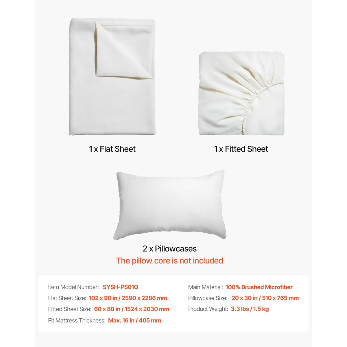 4-Piece Bed Sheet Set - Queen Size, 100% Brushed Microfiber Bedding Set with 2 Pillowcases, 1 Flat Sheet & 1 Fitted Sheet, Breathable & Wrinkle-Resistant Luxury Bed Sheets with 16" Deep Pocket