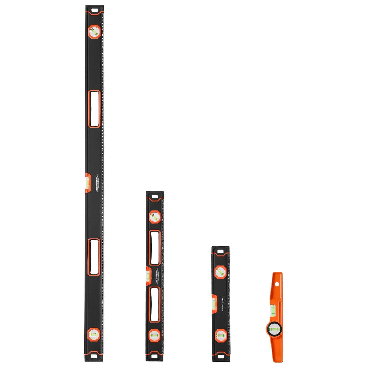 4-Piece Torpedo Level, 48/24/16/10 Inch Box Levels Set, Fluorescent Light Up Bubble Vials Ruler for 45/90/180 Degree, Aluminum Alloy Magnetic Leveler Tool, Shock-Proof(Only 10-inch has magnetic)