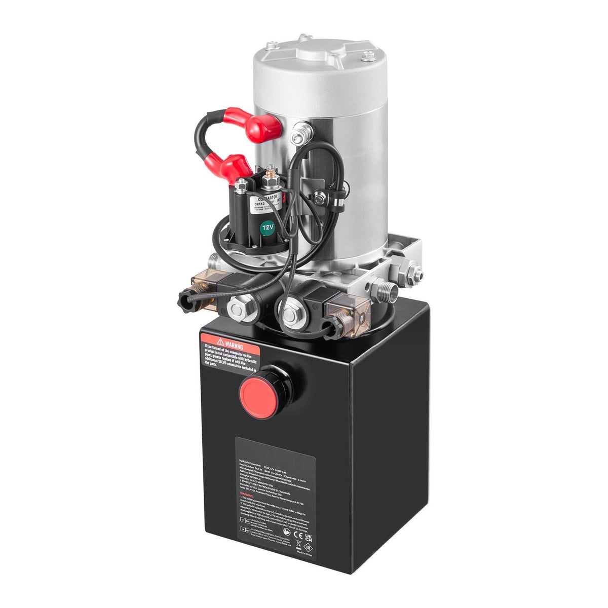 4 Quart Hydraulic Power Unit, Double Acting Dump Trailer Pump, 3200 PSI Max Relief Pressure & 0.91 GPM Flow Rate, DC 12V Hydraulic Pump with Metal Reservoir for Dump Trailer Car Lifting, Black