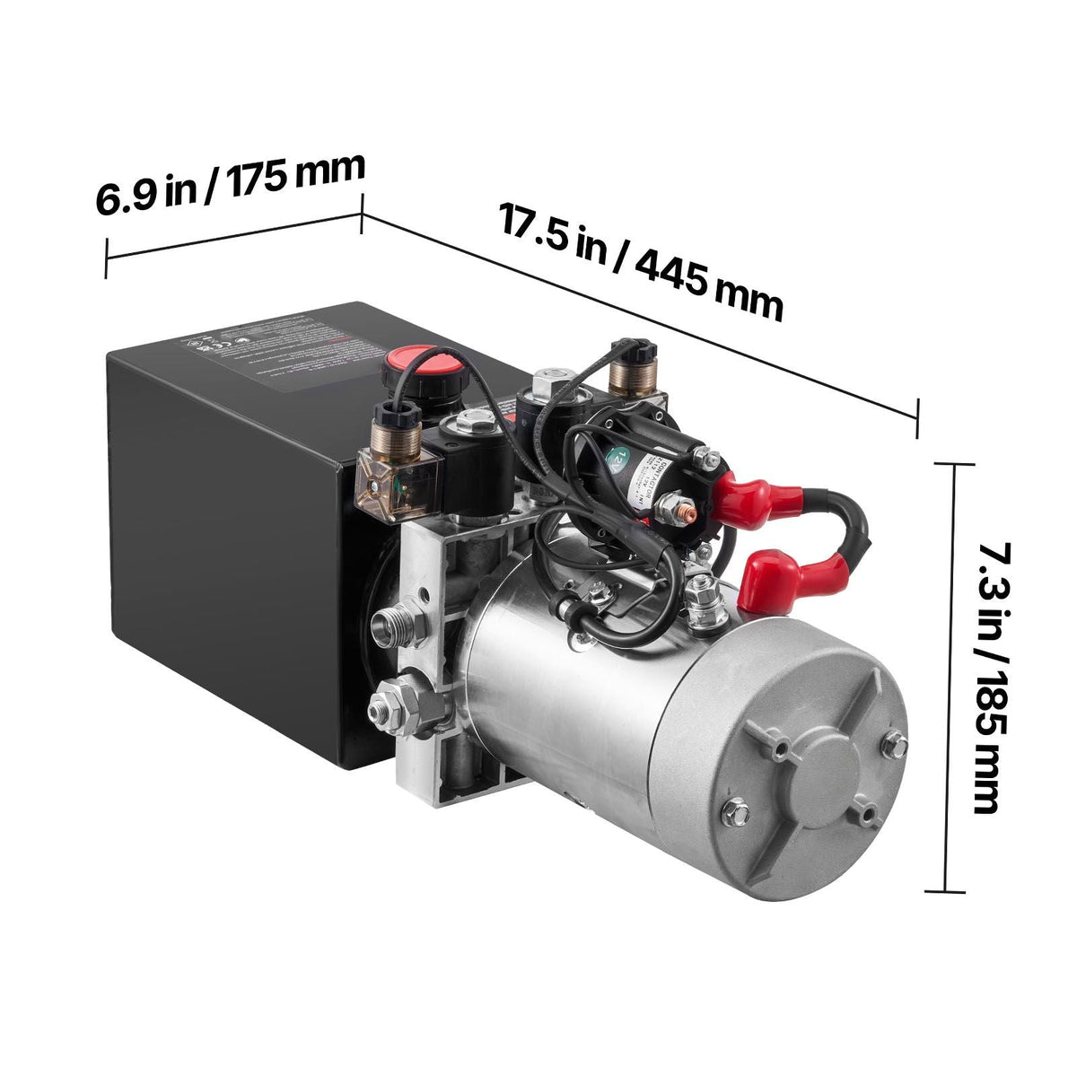 4 Quart Hydraulic Power Unit, Double Acting Dump Trailer Pump, 3200 PSI Max Relief Pressure & 0.91 GPM Flow Rate, DC 12V Hydraulic Pump with Metal Reservoir for Dump Trailer Car Lifting, Black