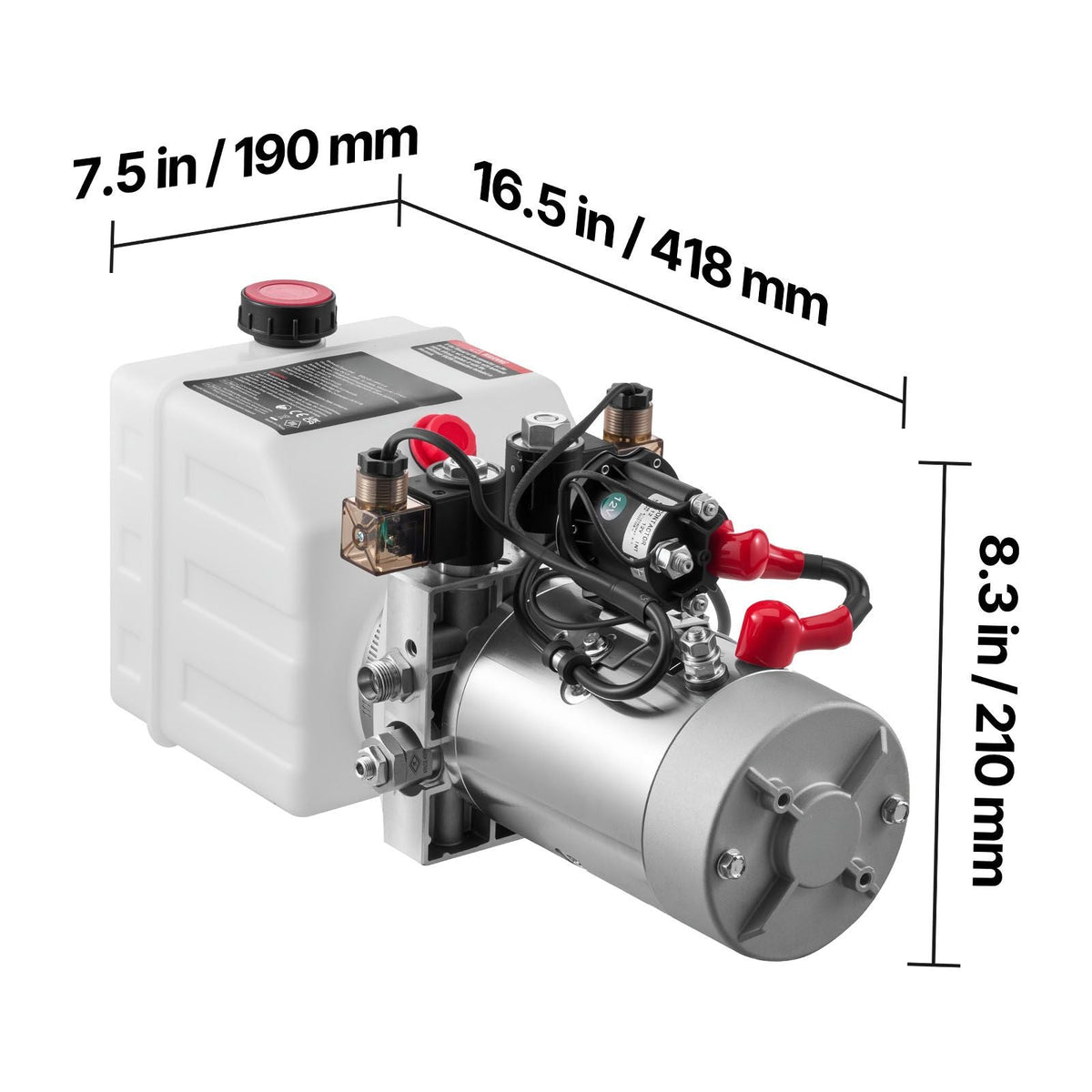 4 Quart Hydraulic Power Unit, Double Acting Dump Trailer Pump, 3200 PSI Max Relief Pressure & 0.91 GPM Flow Rate, DC 12V Hydraulic Pump with Metal Reservoir for Dump Trailer Car Lifting, White