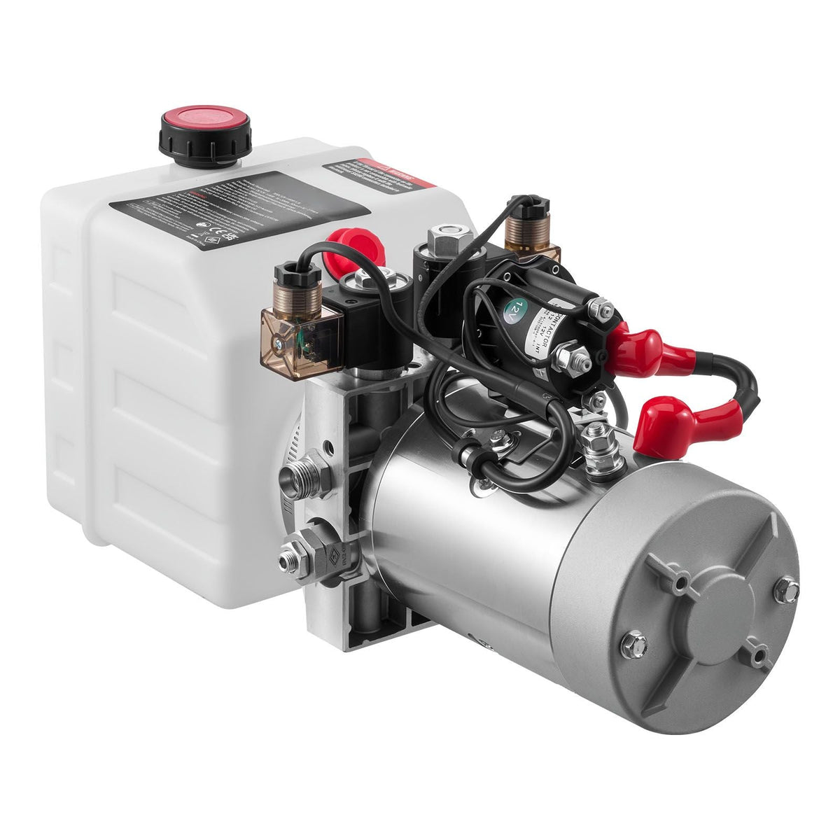 4 Quart Hydraulic Power Unit, Double Acting Dump Trailer Pump, 3200 PSI Max Relief Pressure & 0.91 GPM Flow Rate, DC 12V Hydraulic Pump with Metal Reservoir for Dump Trailer Car Lifting, White